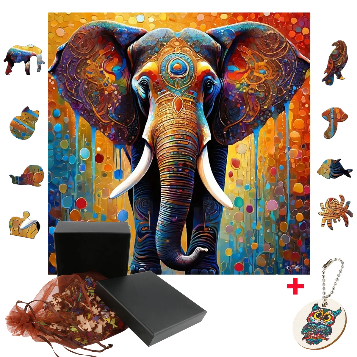 

Advanced Irregular Wooden Animal Elephant Puzzles Beautiful Fabulous DIY Wood Crafts Family Interactive Games For Adults Kids