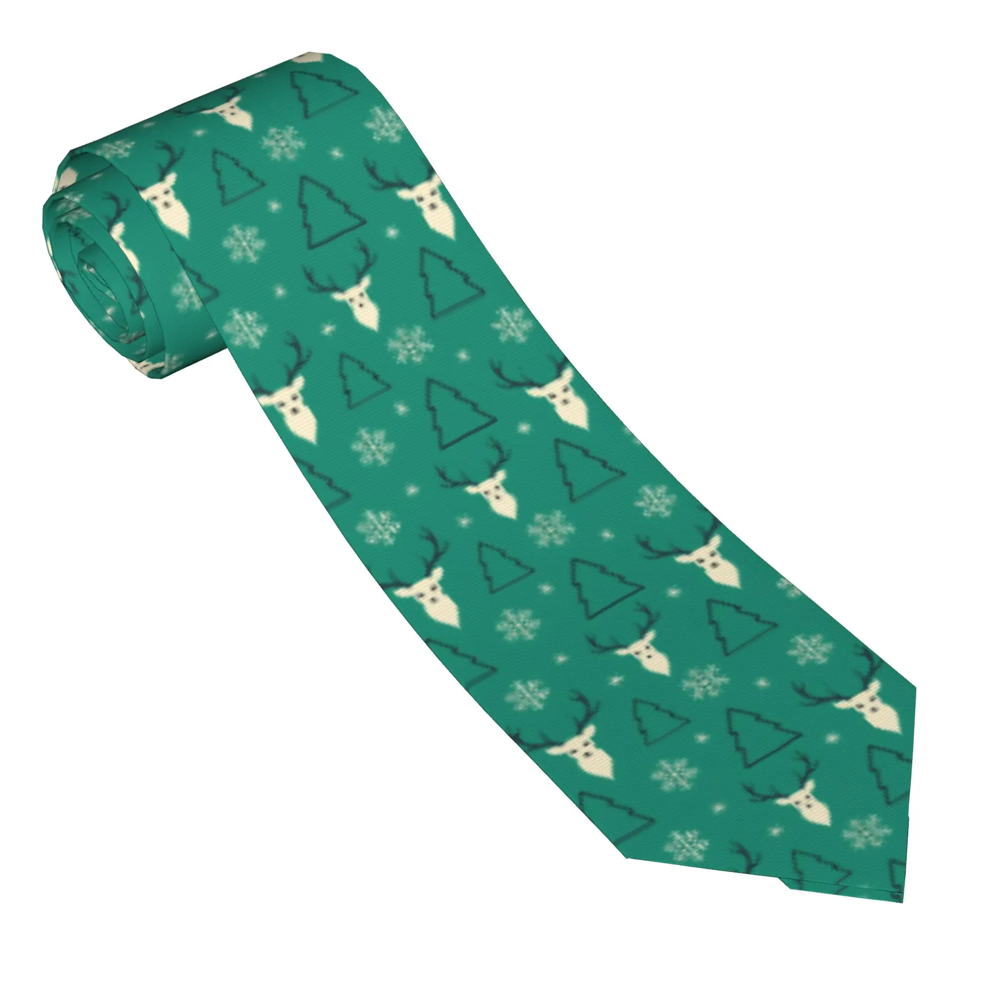 Christmas Deer Trees Snowflakes Neckties Unisex 8 cm Winter Holiday Neck Tie for Mens Skinny Narrow Shirt Accessories Gravatas
