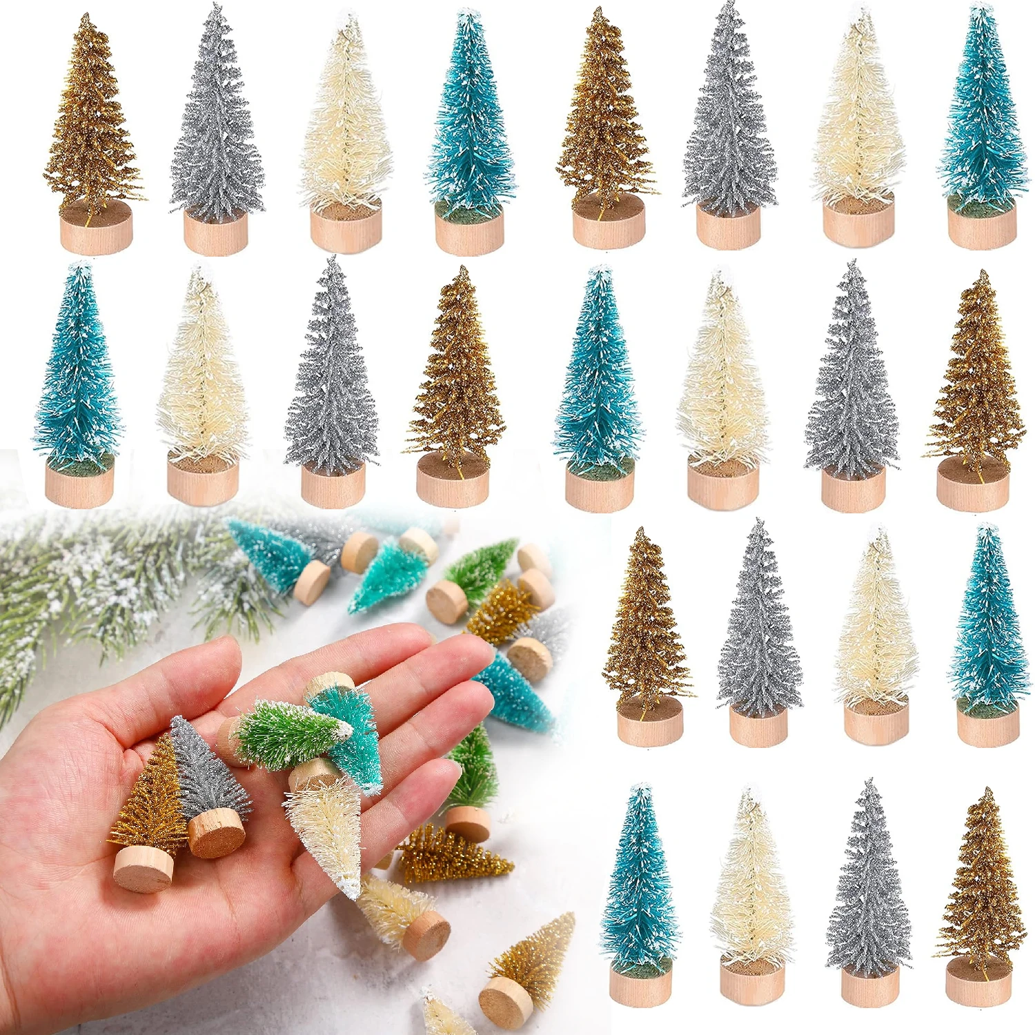 

5/100pcs Mini Christmas Tree Small Artificial Christmas Tree Ornament Cedar Pine Sisal Tabletop Merry Christmas Party Decoration