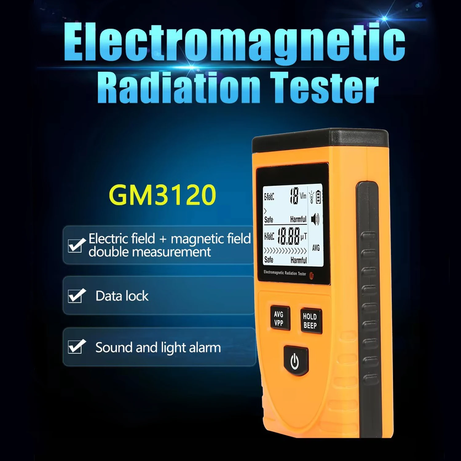 Electromagnetic Radiation Detector Large Clear LCD Display Screen GM3120 EMF Tester Electric Field Radiation Magnetic Field