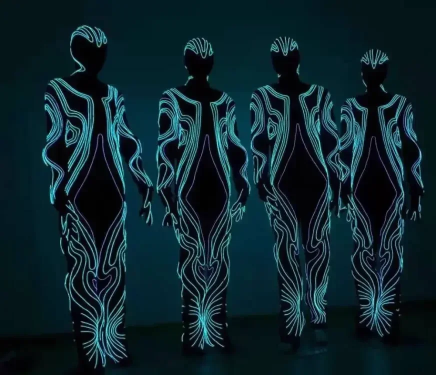 LED ضوء ارتداءها المرحلة مثير النساء الرقص البصرية المرحلة ضوء بذلة تظهر زي نادي ارتداء الملابس الفلورسنت #4