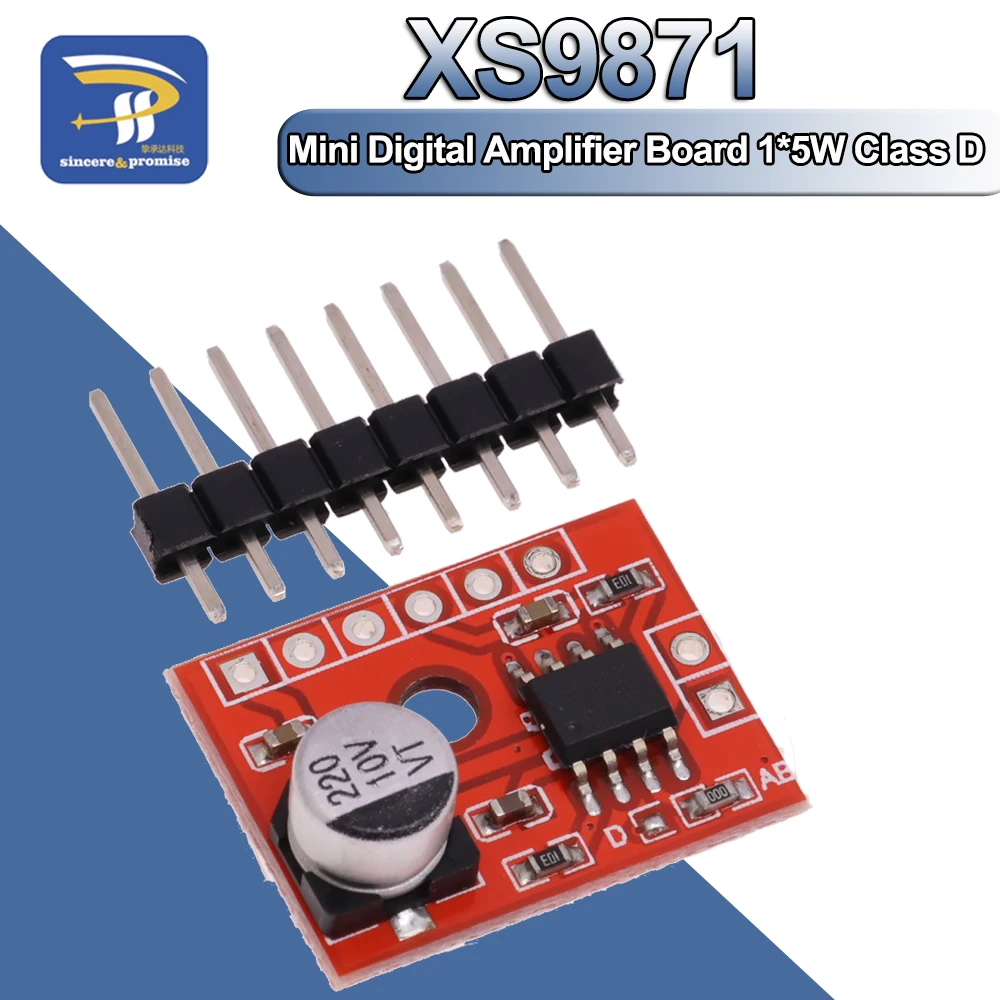 XS9871 Super Mini Digital Amplifier Board 1* 5W Class D Digital 2.5V To 5.5V Power Amplifier Board Efficient Class AB/D Optional
