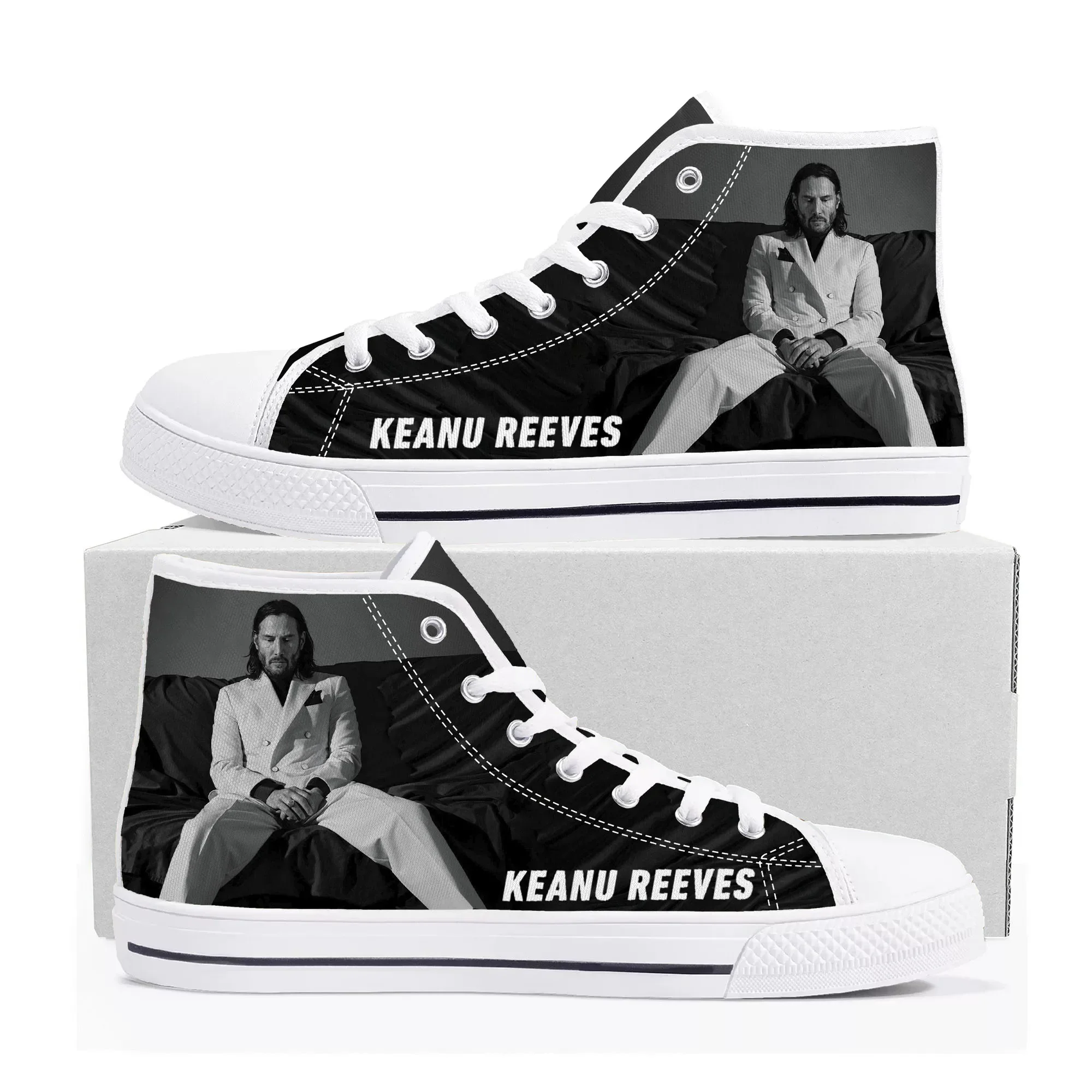 Keanu Reeves High Top Sneakers Mens Womens Teenager Canvas High Quality Sneaker Casual Custom Made Shoes Customize DIY Shoe