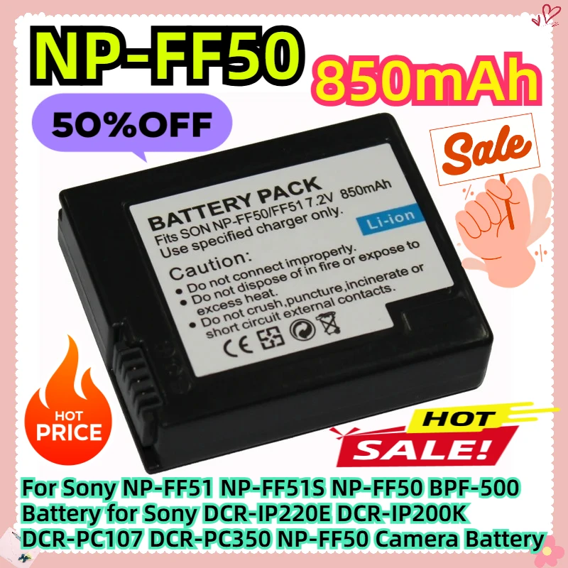 

For Sony NP-FF51 NP-FF51S NP-FF50 BPF-500 Battery for Sony DCR-IP220E DCR-IP200K DCR-PC107 DCR-PC350 NP-FF50 Camera Battery