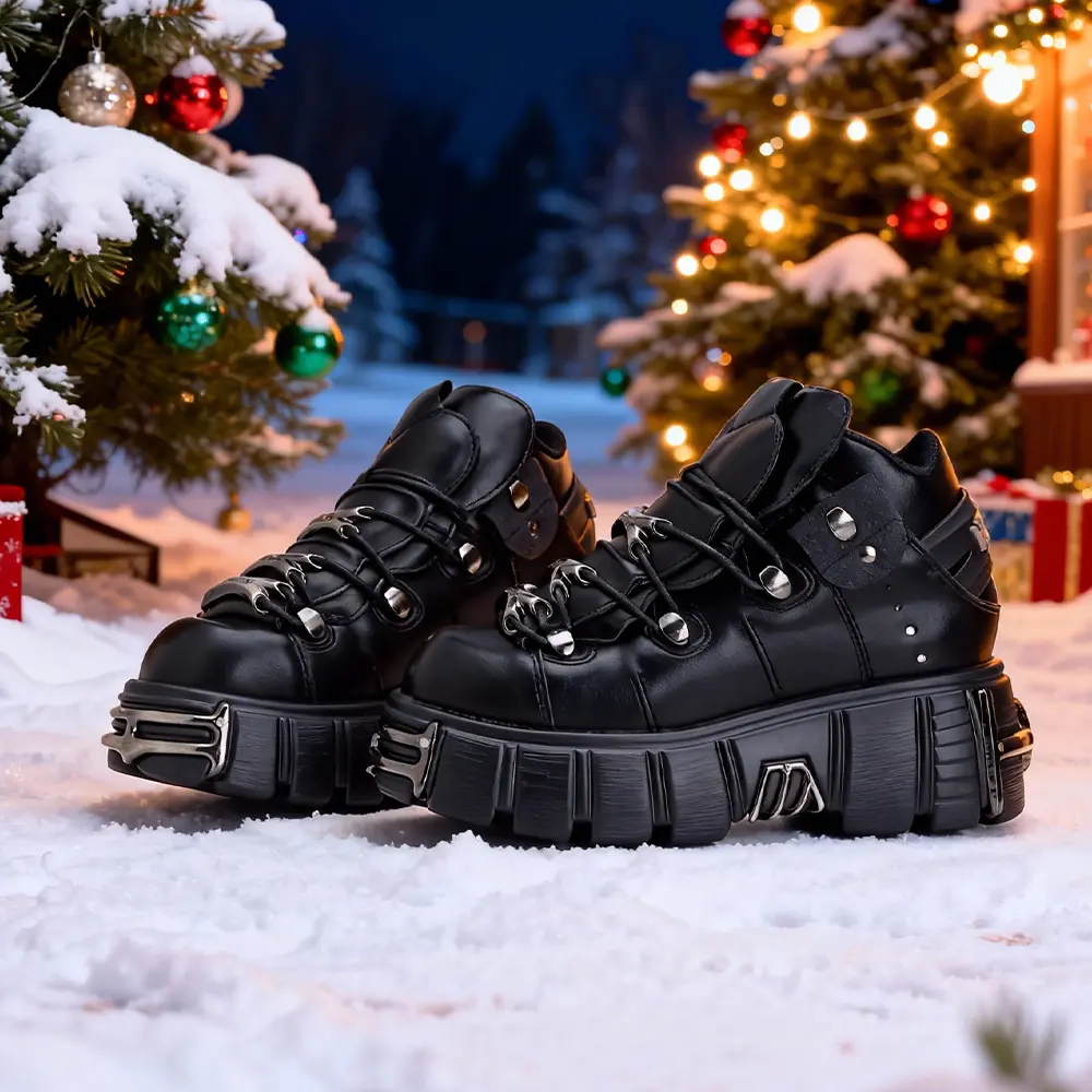 2025 nova marca estilo punk sapatos femininos rendas altura do salto 6cm sapatos de plataforma mulher botas de rock decoração de metal mulher tênis