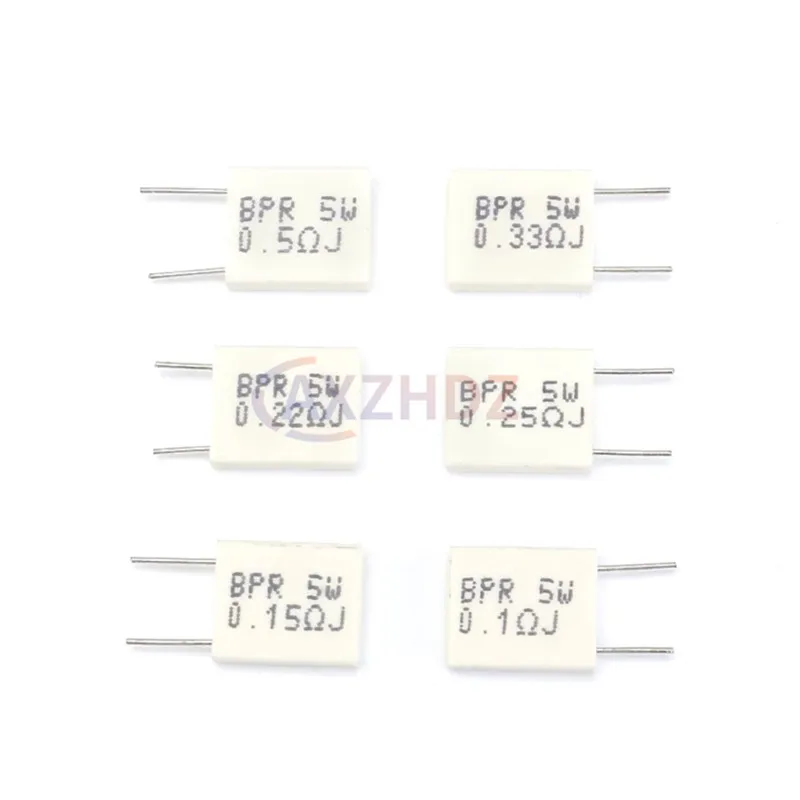 5PCS 0.01R - 0.5R 5W BPR MPR SLR Non-inductive Ceramic Cement Resistor Resistance 0.05R 0.1R 0.15R 0.22R 0.25R 0.33R 0.47R Ohm Ω