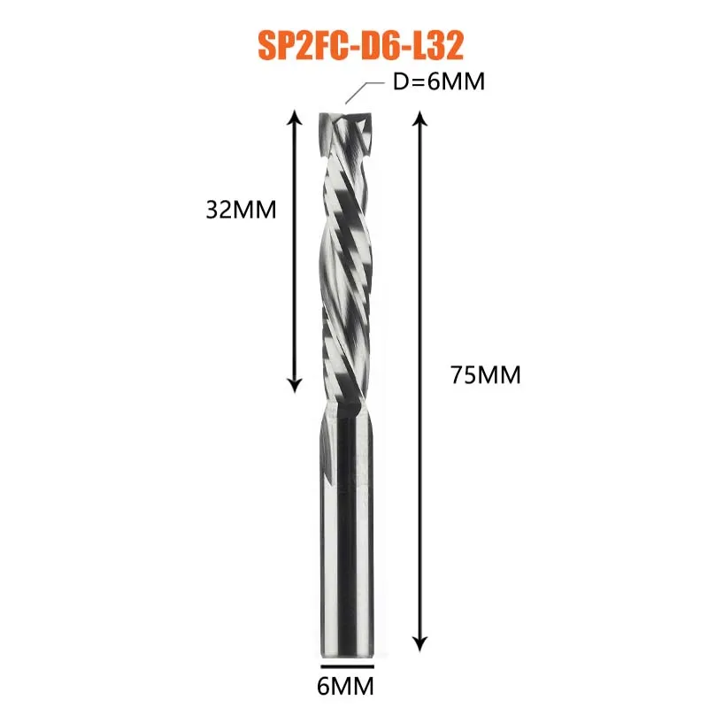 Compressiefrees Houtbewerking OMHOOG & OMLAAG Snijdende Twee Snijkanten Spirale Carbide Frees CNC Router Houtfrees Freesbits