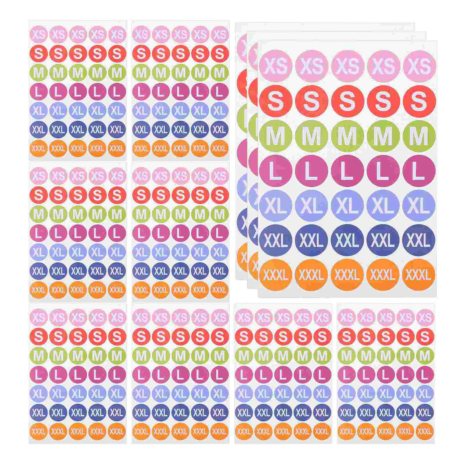 25 Sheets Apparel Size Labels Sticker Decal Stickers Adhesive Portable Clothing Round