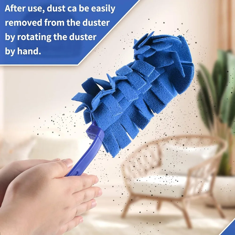 2PCS Duster Refills with Foldable Handle Cleaning Fleece Reusable Sweeper Dust Pads for Cleaning Ceiling Fan Hardwoods