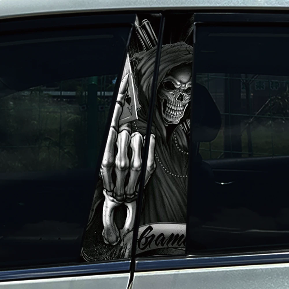 

Poker Skeleton Car Sticker Auto B Pillar Car Doors Pillar Vinyl Decals
