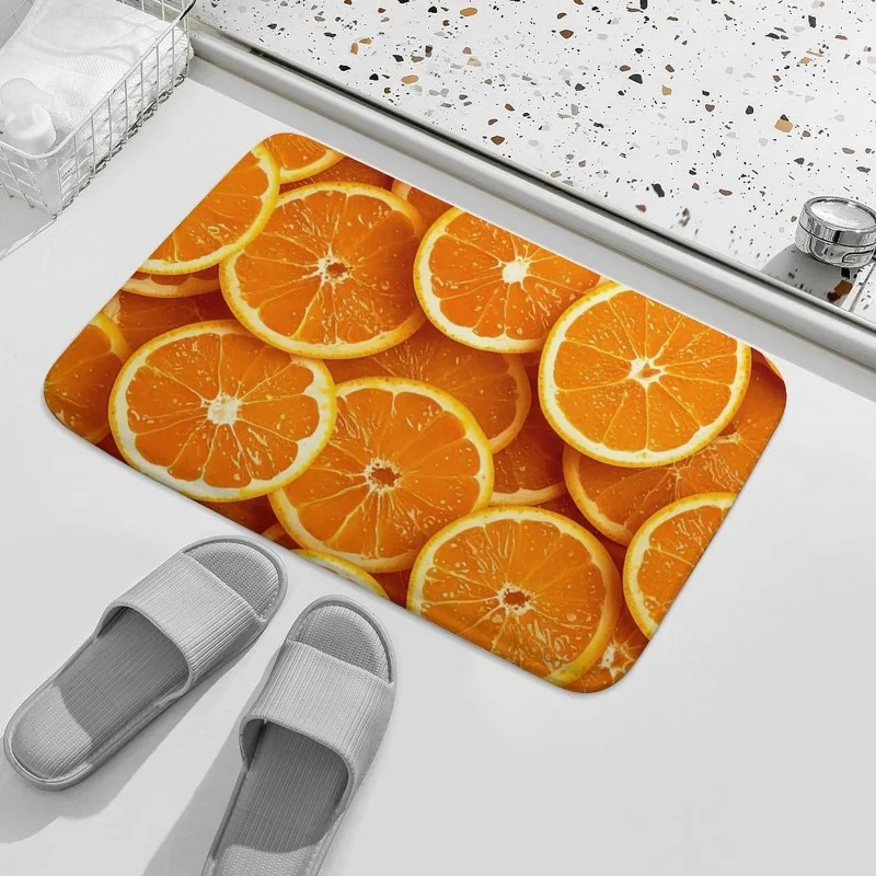 Soft Doormat Fresh Orange Slice Fruit Print Decorative Floor Mat for Kitchen Entrance European Home Summer Holiday