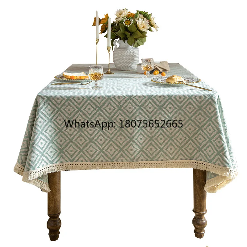 American retro tablecloth dustproof decorative tablecloth with fringe