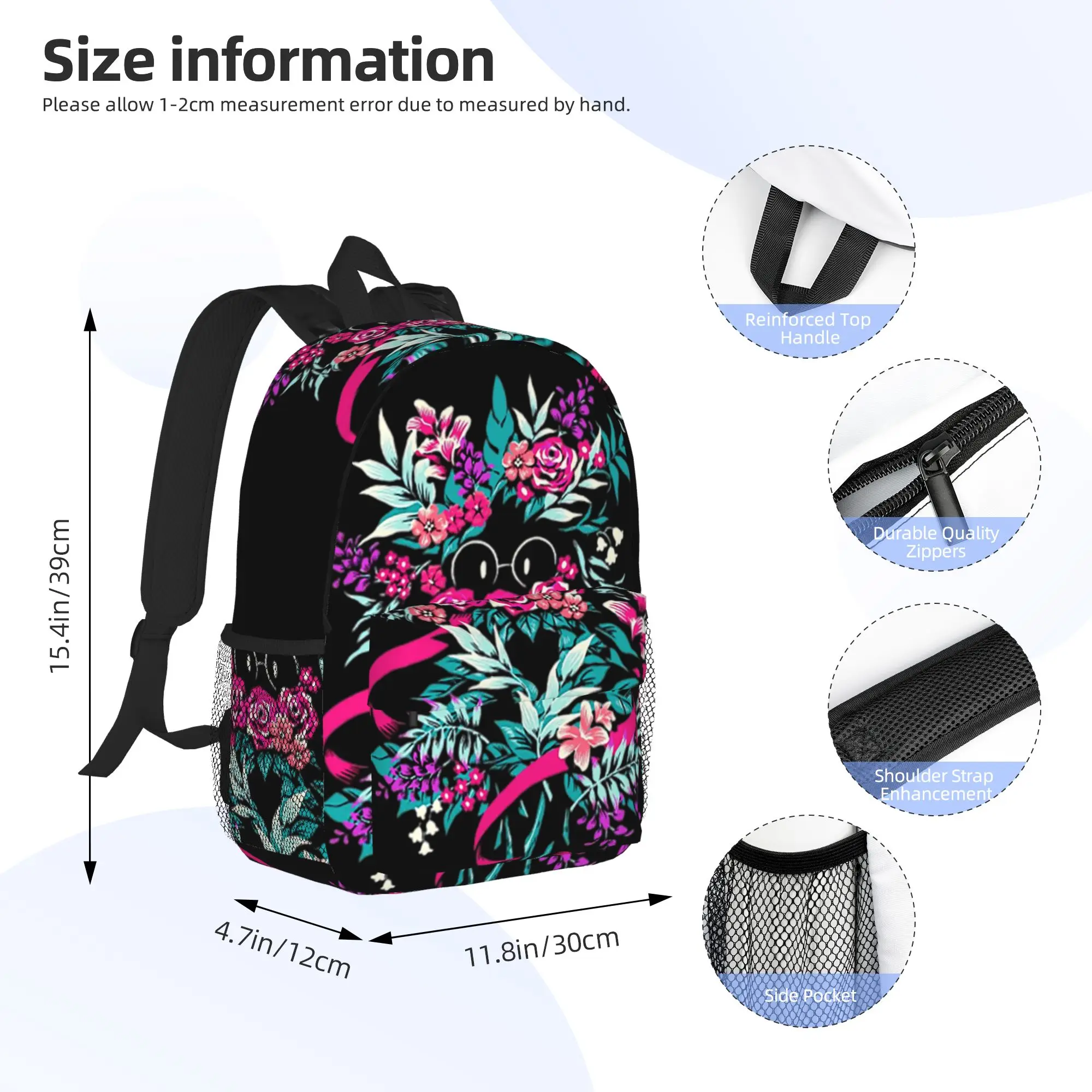 Deltarune Spamton Merch Ralsei Floral Backpack Hot Sale Daypack Boys Girls BookBag Shoulder Bags for Men Women School Bag