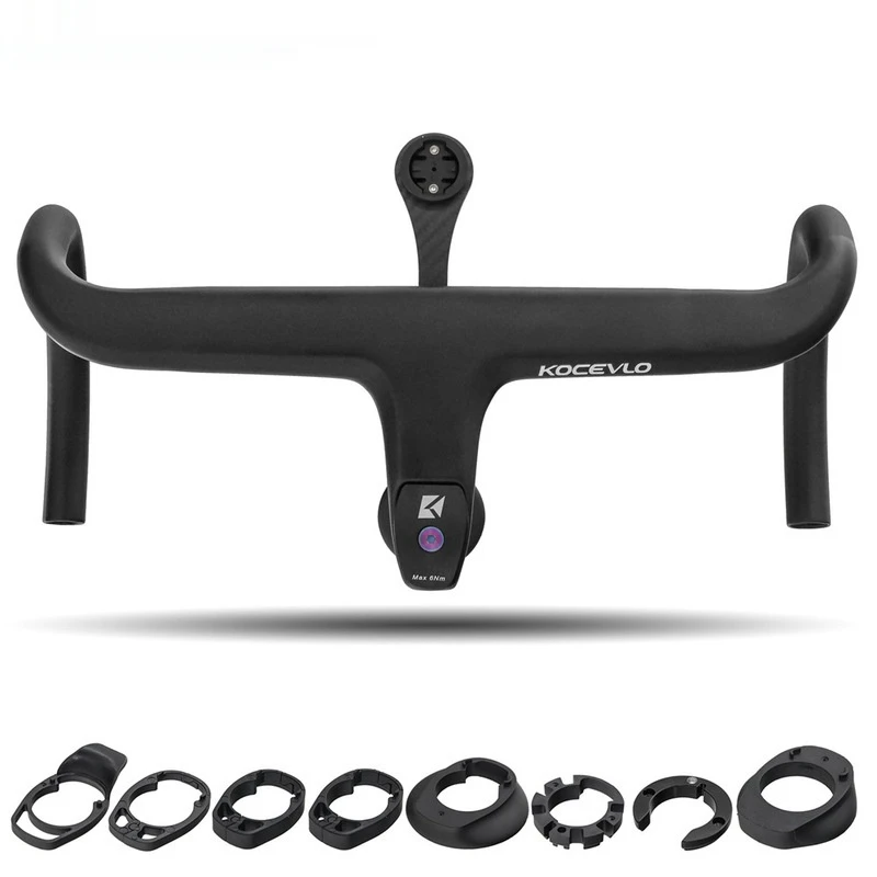 Ridgeloop Carbon Integrated Road Bike Handlebar Internal Routing Drop Bar with Computer Mount Spacer