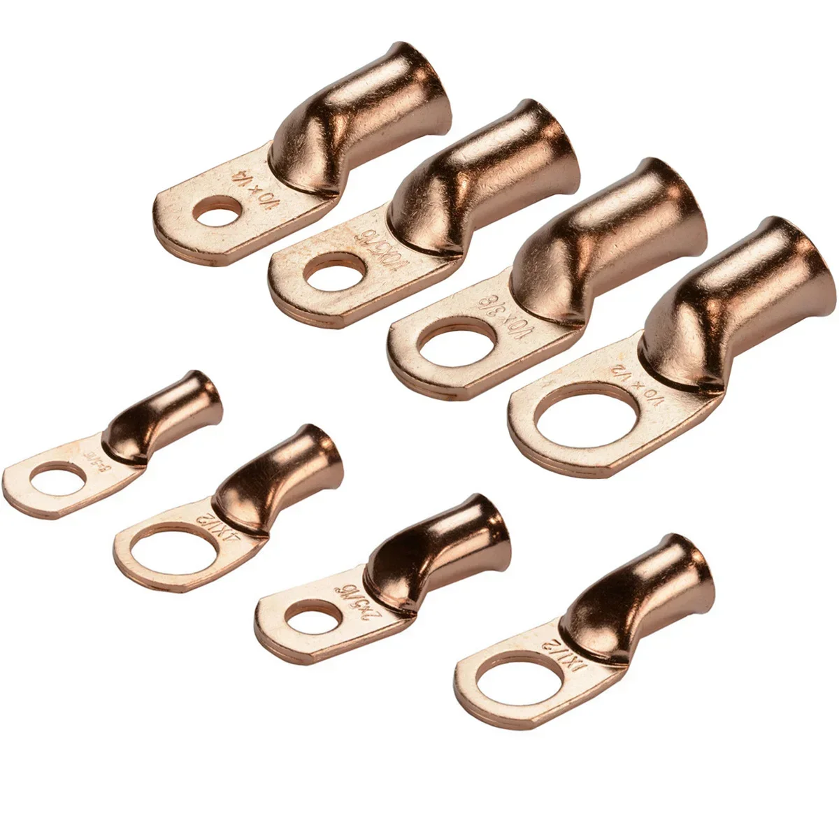 5Pcs 0-8AWG Bare Copper Ring Lugs Battery Crimp Terminals Electrical Wire Cable Connectors M5-M12 Kit Assortment