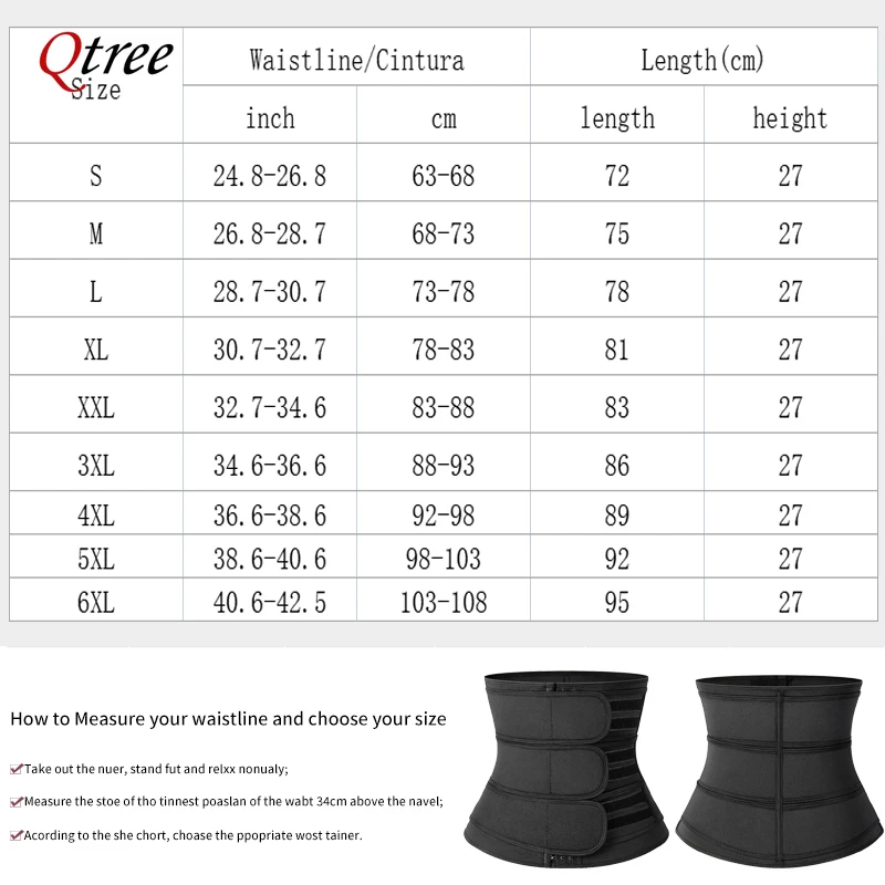 Qtree Neoprene Women Waist Trainer Belt Workout Tummy Control Belly Cincher Sauna Sweat Girdle Sport Fat Trimmer Slimming Band