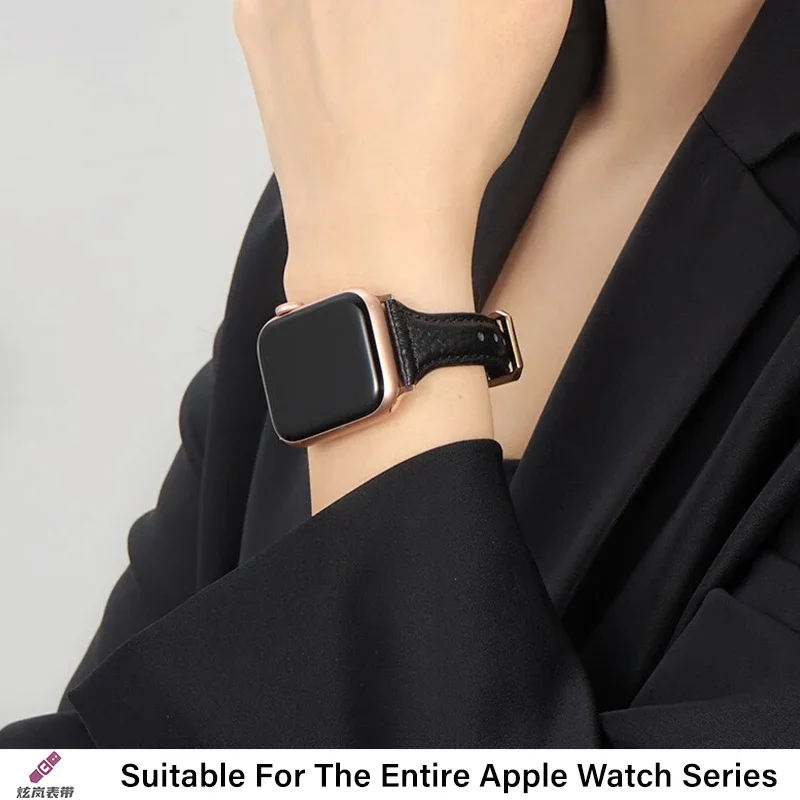 حزام جلدي صغير الخصر لساعة أبل S10 9 8 7 6 SE 5 38/40/41/42/44/45/46/49 مللي متر IWatch Ultra سوار