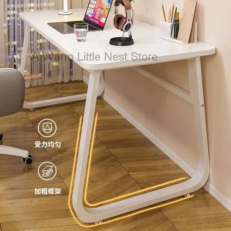 55 Inch Executive Desks, Large Office Computer Desk with Extra Thick Wooden Tabletop and Metal Frame, Simple Writing Table