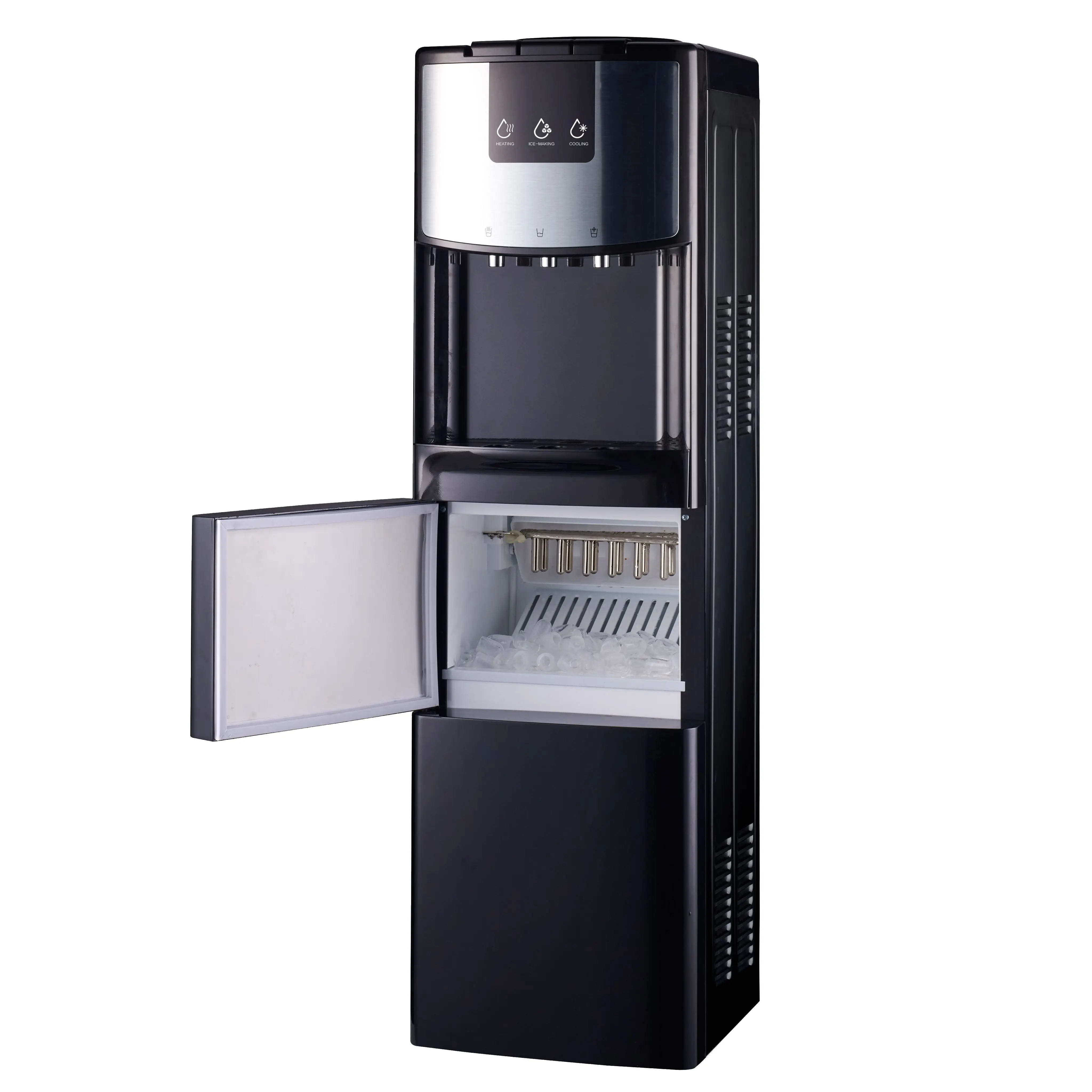 -pp High Efficiency Electric Ice Maker Water Dispenser 3 in 1 Floor Standing Hot and Cold Dispenser with Compressor Cooling