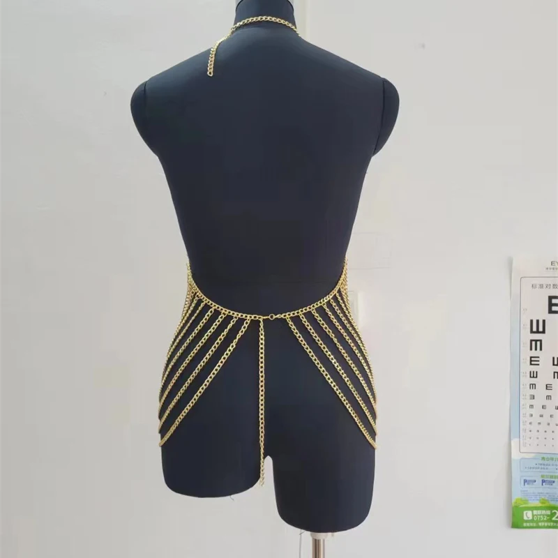 فستان نسائي قصير عصري بدون ظهر على شكل صدر وسلسلة شرابة وتفاصيل متعددة الطبقات عصري على طراز الشاطئ فساتين مثيرة للنادي #6