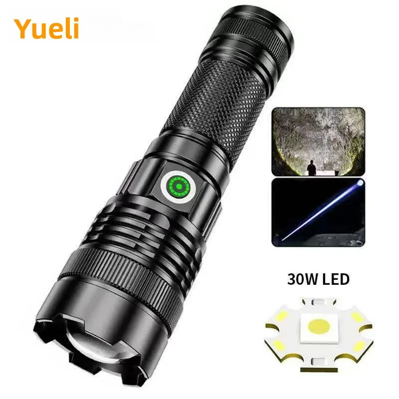 Tactical White Laser Zoom Long Range Flashlight USB Rechargeable High Brightness Waterproof Aluminum Alloy Long Battery Life
