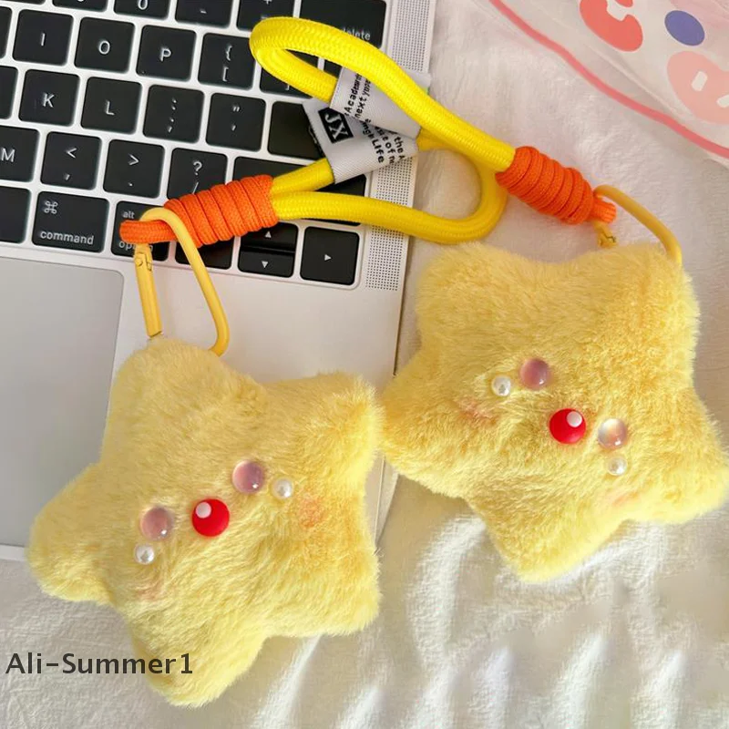 

Милые желтые звезды, плюшевая кукла, писк, брелок, кулон, мягкие игрушки, подвески для рюкзака, сумка для девочек, подвесные украшения, подарки для друзей