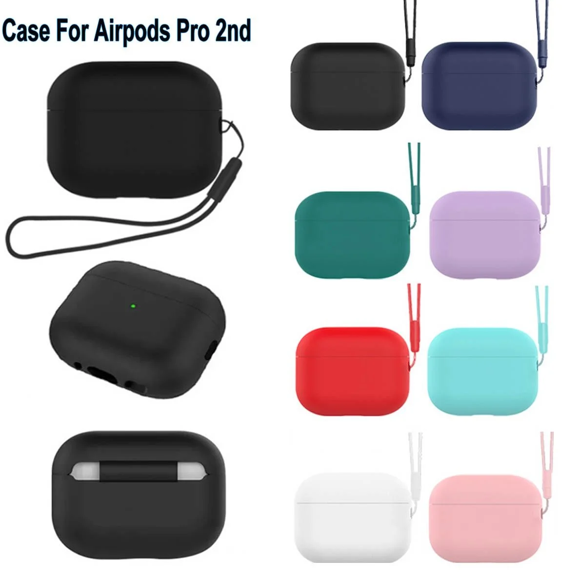 

Silicone Case for AirPods Pro 2 Protective Cover Case for AirPods Pro 2nd Generation Earphone Cases with Lanyard Rope