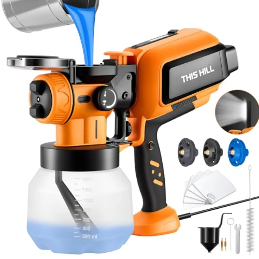 

1000W High Power Electric Spray Paint Gun1500ML Container Paint Sprayer for House Painting Brass Nozzle Storage Bin Easy to Cle