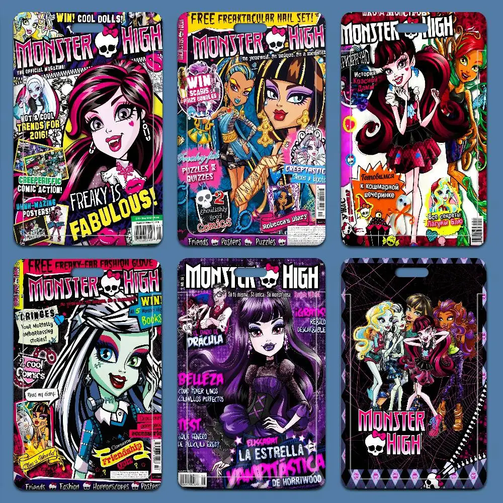 

Забавный мультяшный чехол для рабочей карты с изображением M-Monster H-High Anime, держатель для пропуска, бейдж, набор для сотрудников с ремешком на шею