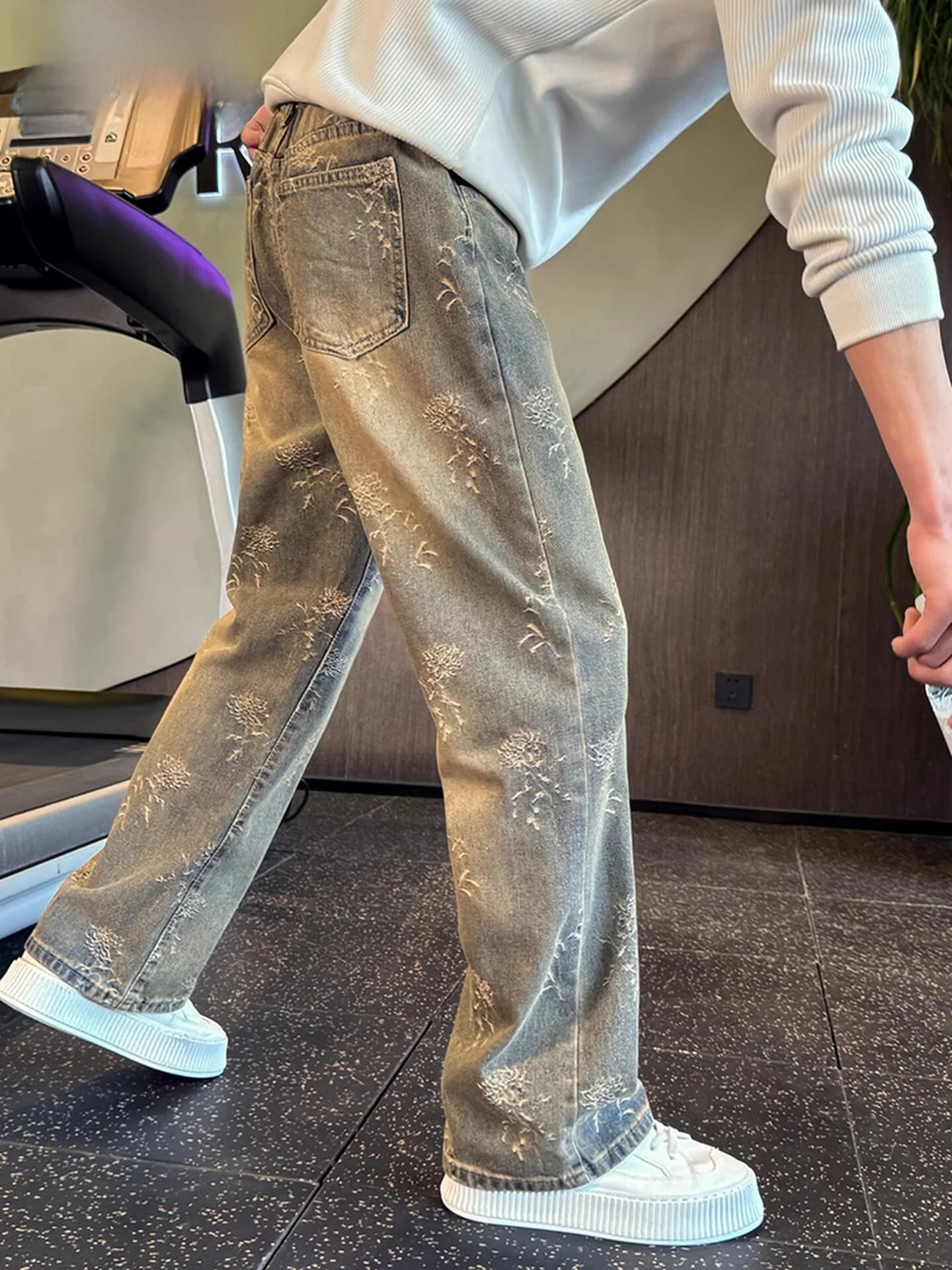 

High-End Men's Straight Leg Jeans Casual Loose Fit Summer Fashionable Trousers Cotton Blend Business Casual Style
