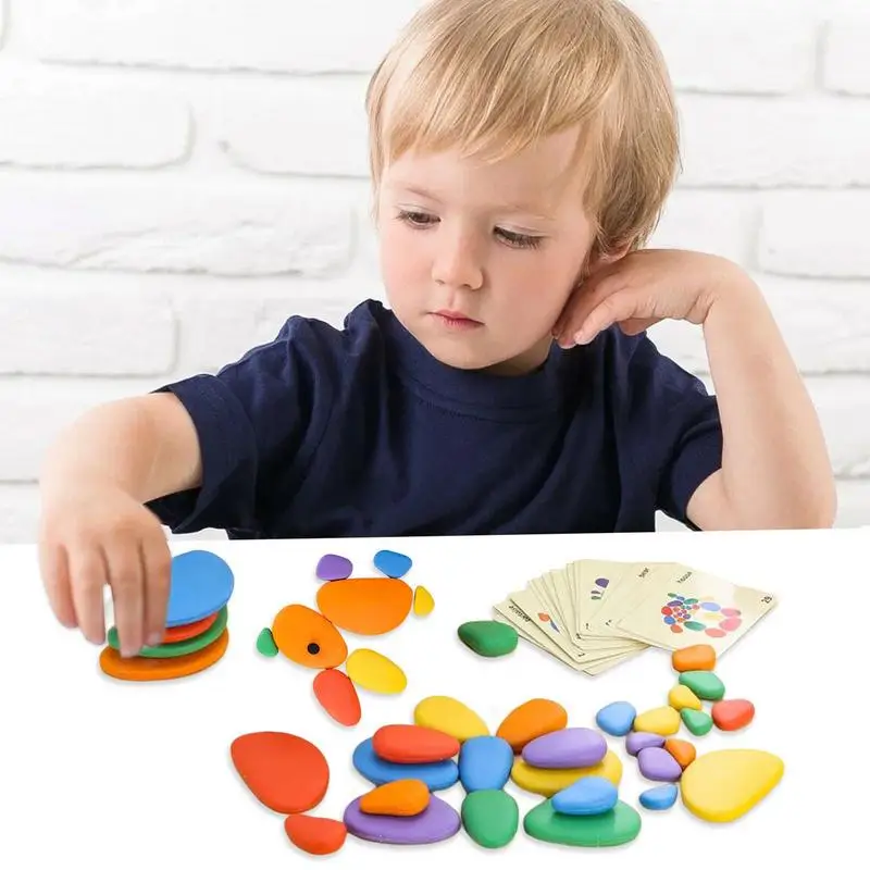 Ciottoli impilabili per bambini arcobaleno ciottoli Jigsaw Puzzle Toy In-Home Learning Toy Balance Stones Game Montessori Early