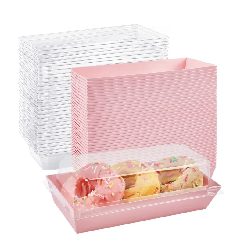 

50 Pack Paper Charcuterie Boxes with Clear Lids Oil-Proof Kraft Paper Dessert Boxes Disposable Cookie Sandwich Boxes for Bakery