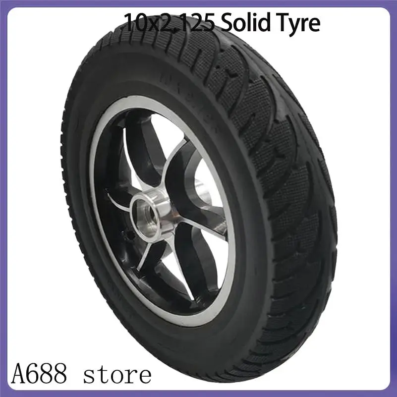 Premium 10x2.125 solid keyway tires for electric scooters, high durability and puncture-resistant design.
