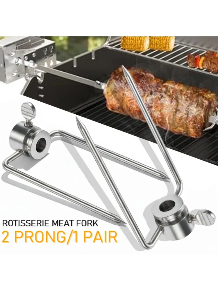 Fourchette à rôtissoire à 2/4 broches, support de broche pour barbecue en acier inoxydable 304, convient aux tiges de 1/2 3/8 5/16 pouces, grilles de poulet rôti, cuisson en plein air