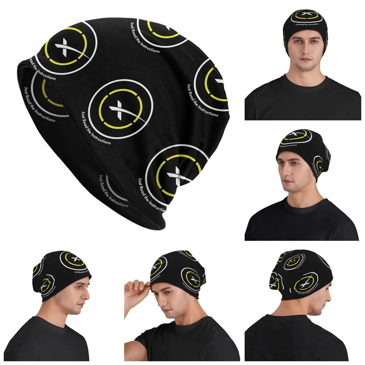 Just Read The Instructions Space X Landing Pad Skullies Beanies Hats Warm Autumn Winter Cap Knitted Bonnet Caps for Unisex Adult