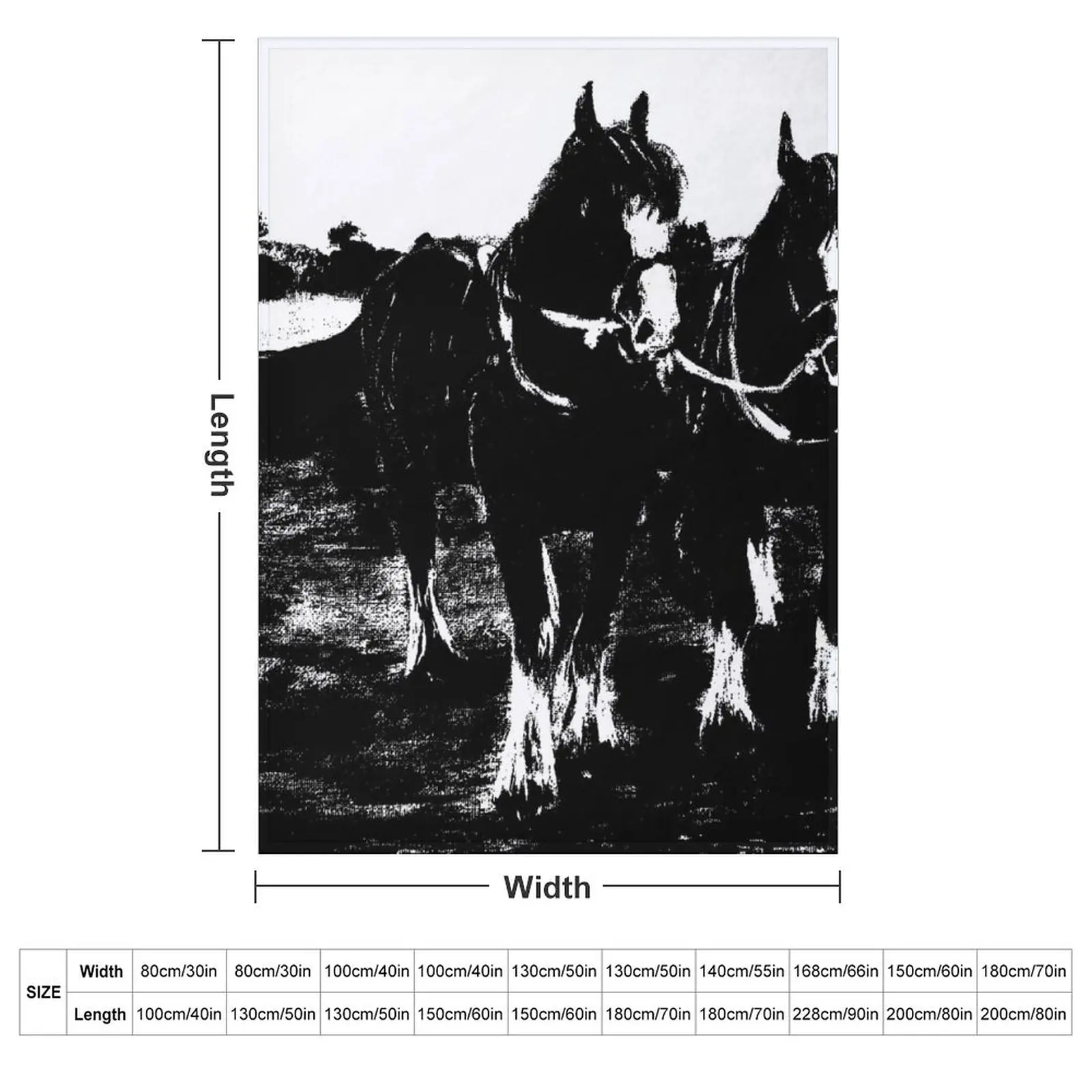 Plough Horses Throw Blanket