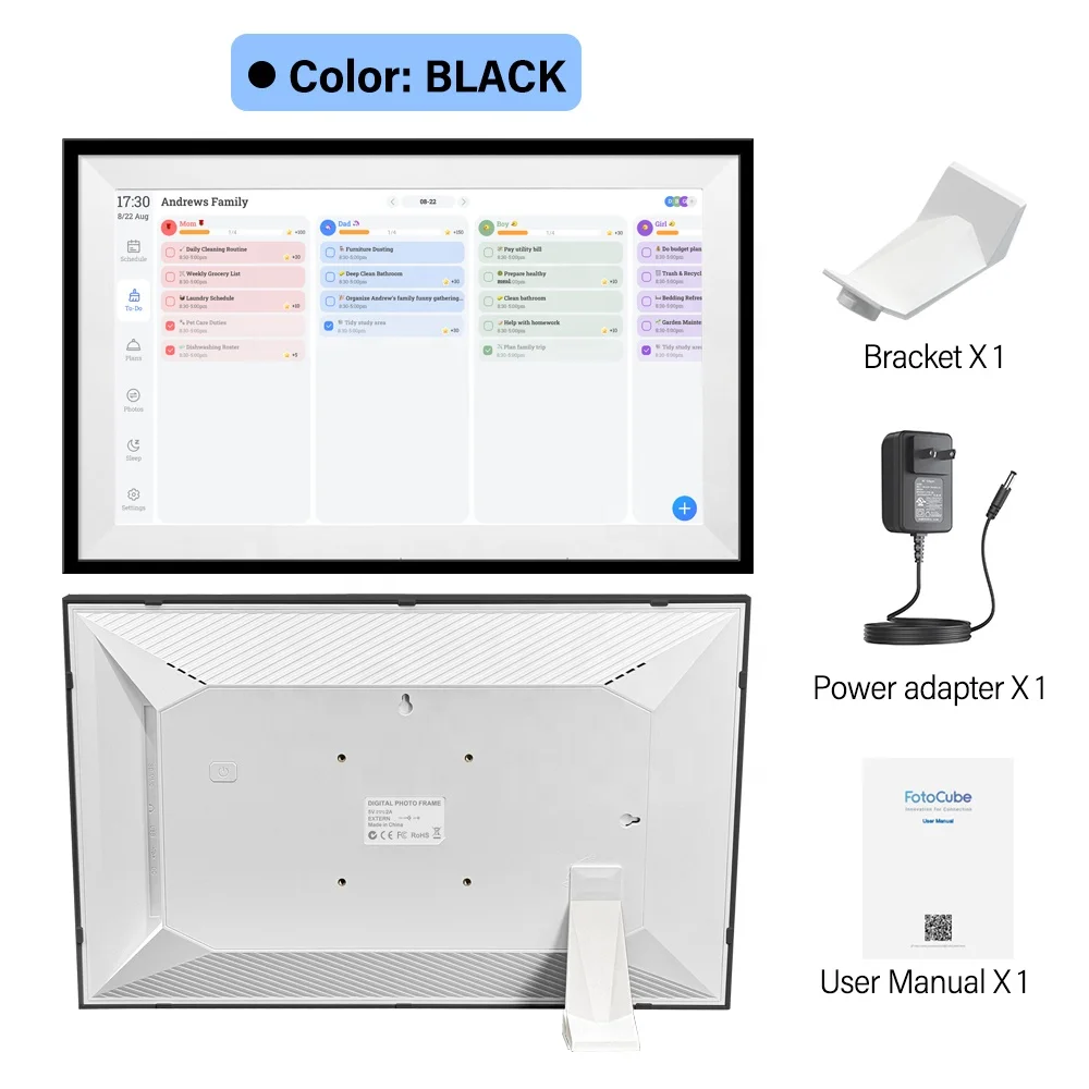 15.6 Inch Smart Digital Calendar Full HD Touchscreen Chore Chart, Wifi Digital Calendar Wall Planner for Family Schedules