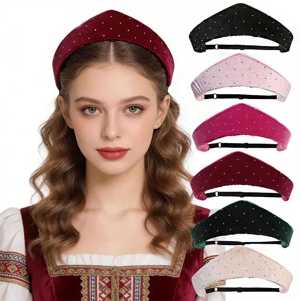 

Элегантная барочная британская повязка на голову из бархата со стразами, широкая, с губчатой основой, винтажный аксессуар для волос для банкетов