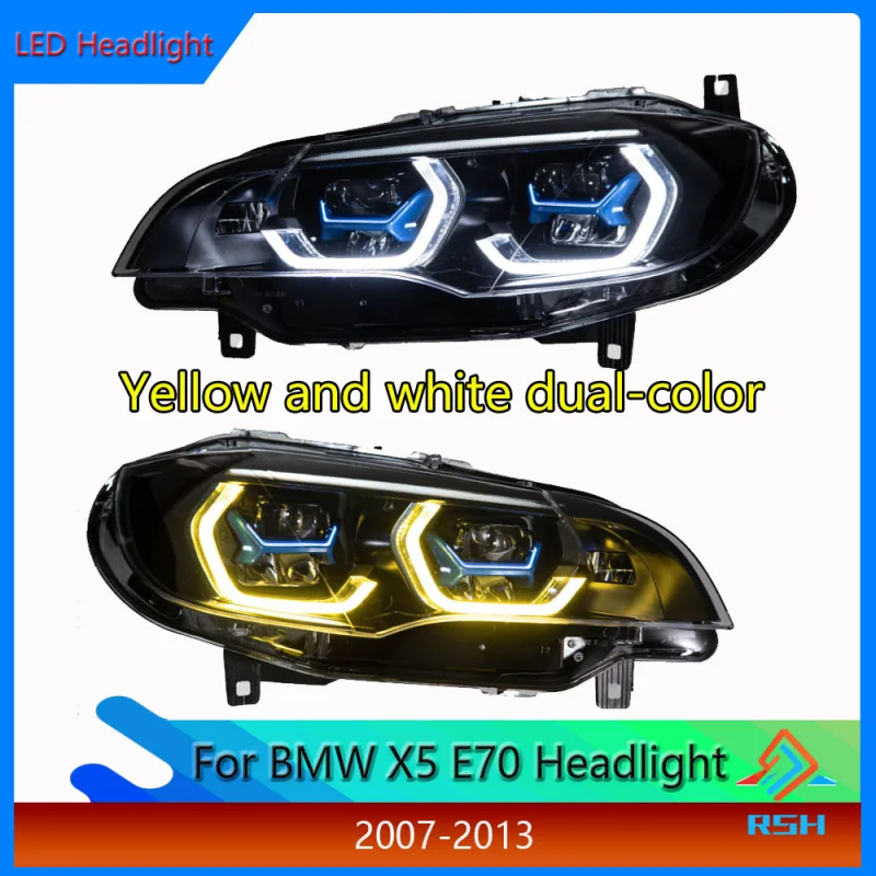 

For BMW X5 E70 Headlight Assemblies (2007-2013 Models) With Modified Yellow And White Dual-Color Laser Headlight Assembly