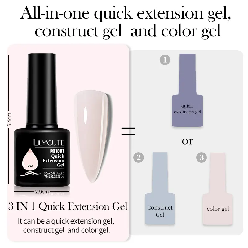 LILYCUTE 7ml Quick Extension Nail Polish Jelly Light Colors Transparent Milk White Pink Gel Quick Building Nail Art Gel Var view 6