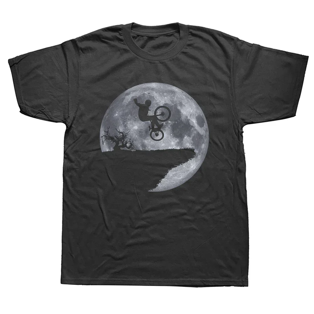 Cool Moon Mountain Bike T-shirt Men Short Sleeve MTB Biker Tshirt Cyclist Graphic Tee Cotton Biking Rider Cycling Bicycle Gift