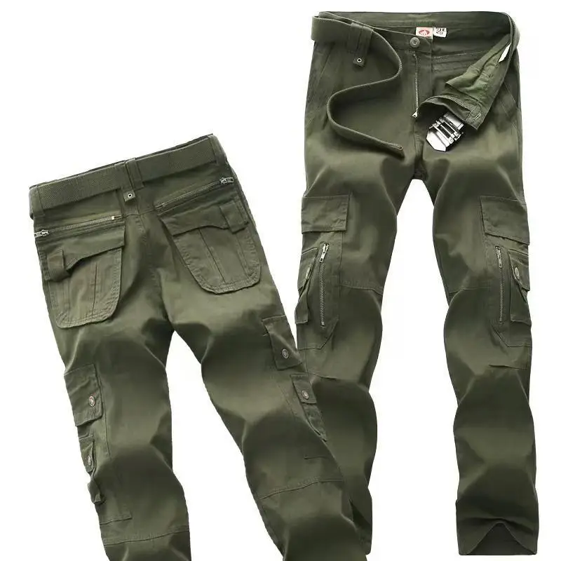 

Men's Tactical Cargo Pants Cotton Loose Straight-leg Multi-pocket Wear-Resistant Hiking Trousers for All-Season