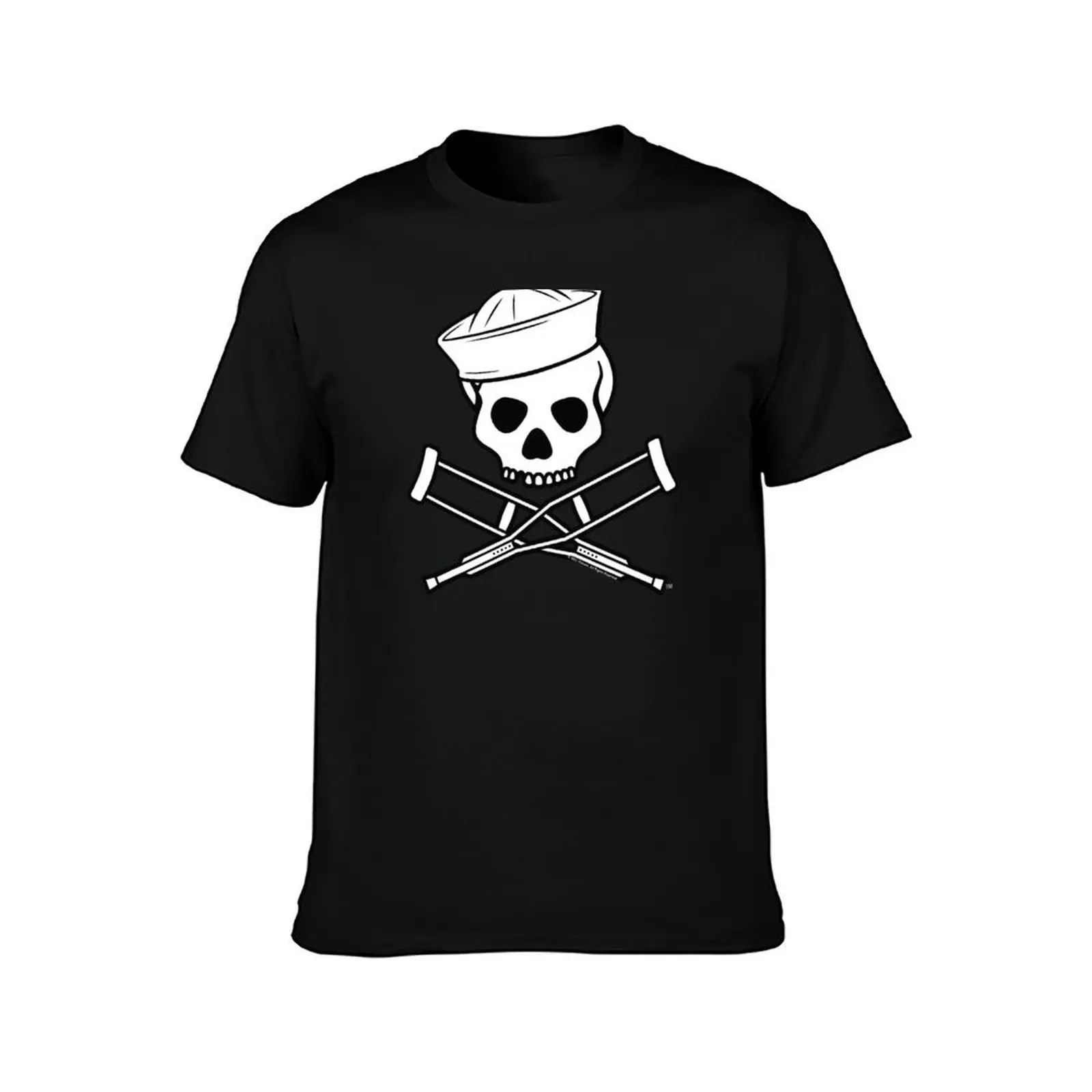 Jackass Sailor Skull And Crutches Logo T-Shirt, Summer Casual Cotton Tee, Oversized Streetwear Tops, Vintage Graphic Print