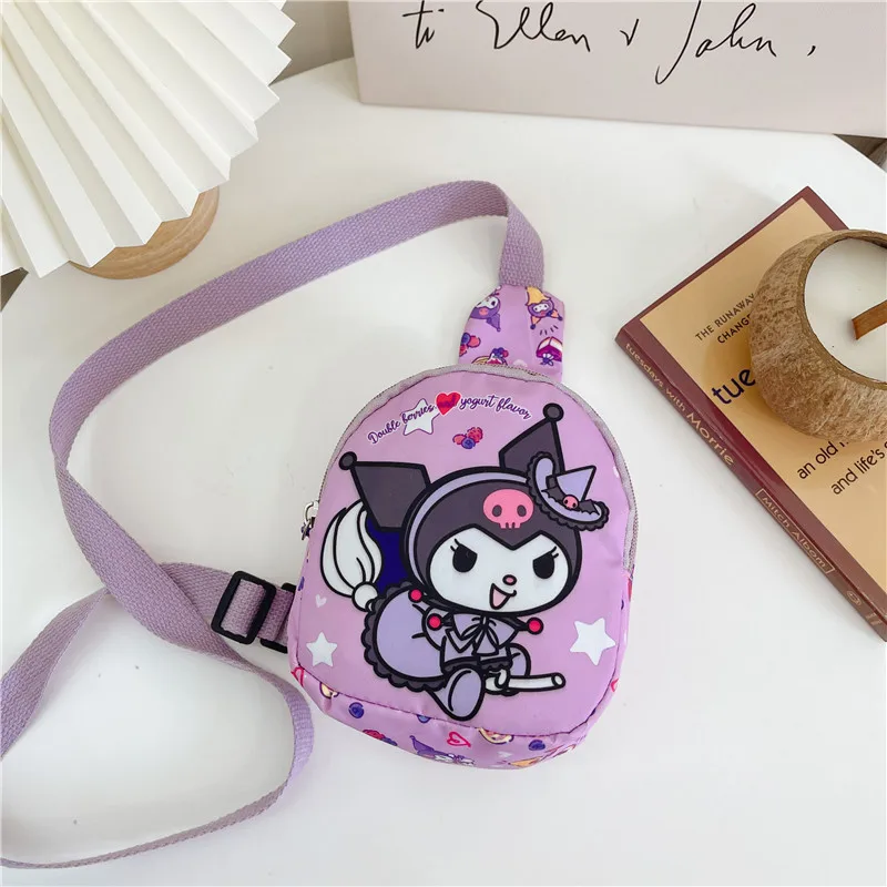 Sanrio Kawaii Mini torba na klatkę piersiowa Cinnamoroll Kuromi Pochacco dziecięca torba na ramię dziewczyna modna torba podróżna przechowywanie