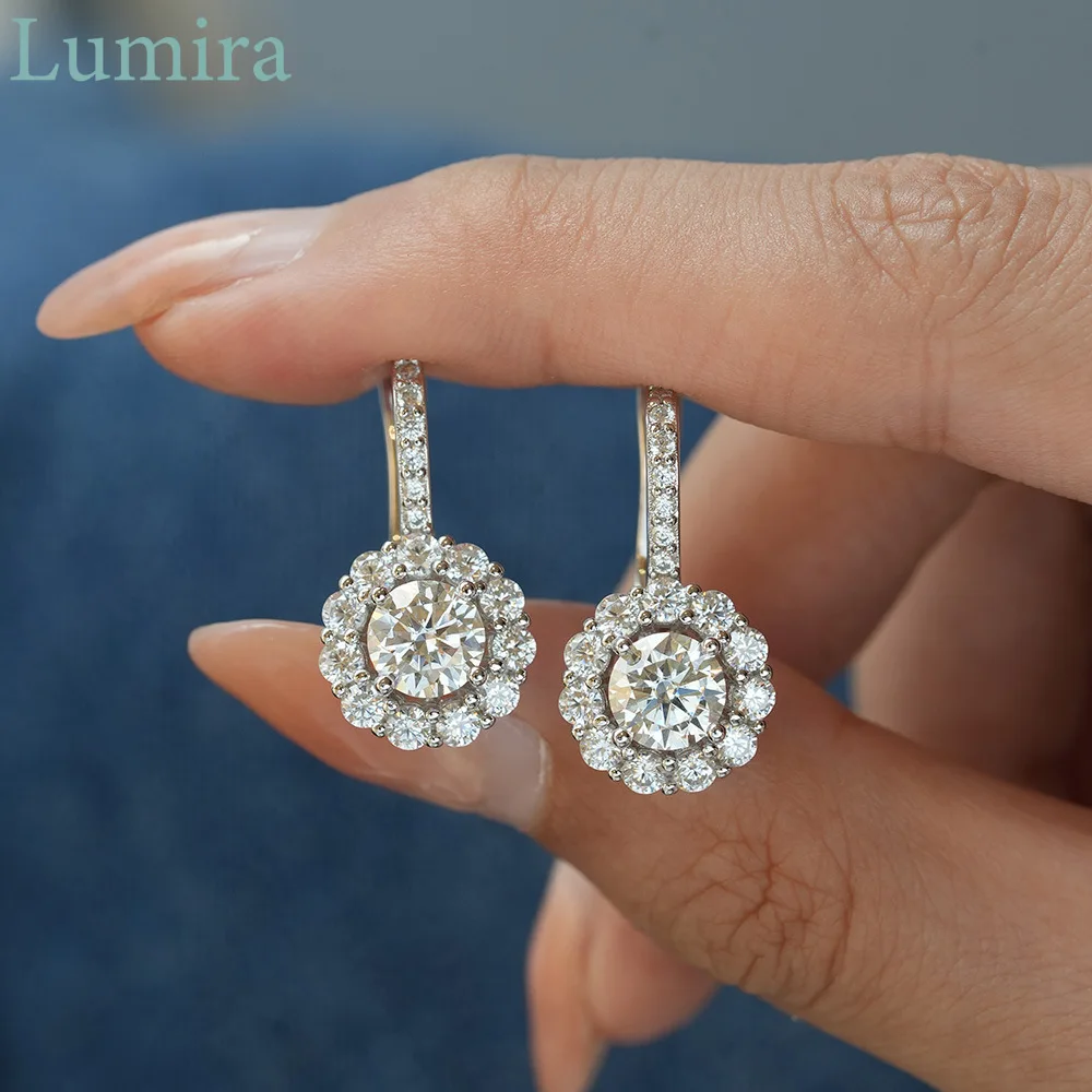 

Lumia модные круглые серьги-кольца в стиле хип-хоп для женщин каждый 1 карат моссанит D-цвет платина PT950 серьги-гвоздики ювелирные изделия подарки