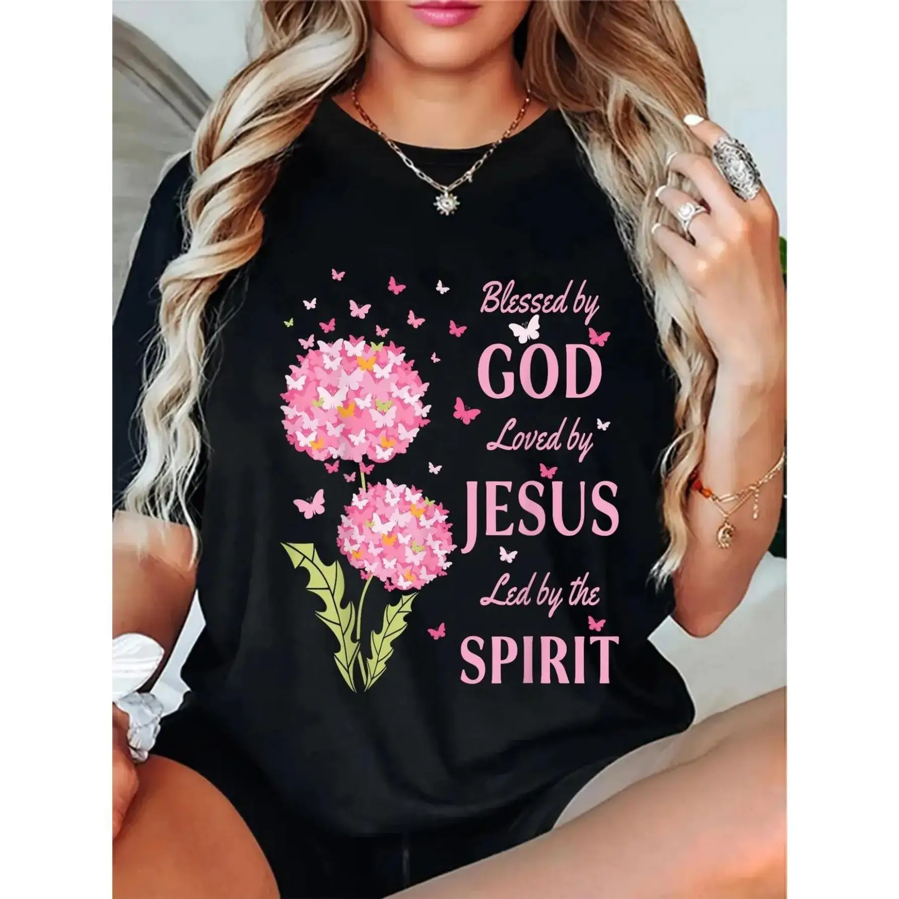 

Spiritual and Inspirational T - Shirt: Flaunt a "Blessed by GOD, Loved by JESUS, Led by the SPIRIT" Message
