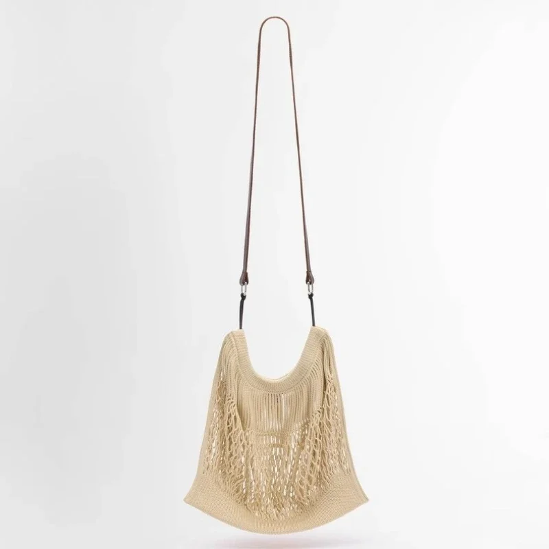 

2025 Trendy Fishing Net Bag Fashionable Versatile Shoulder Messenger Bag Large Capacity Casual Shopping Bag Versatile Fabric Bag