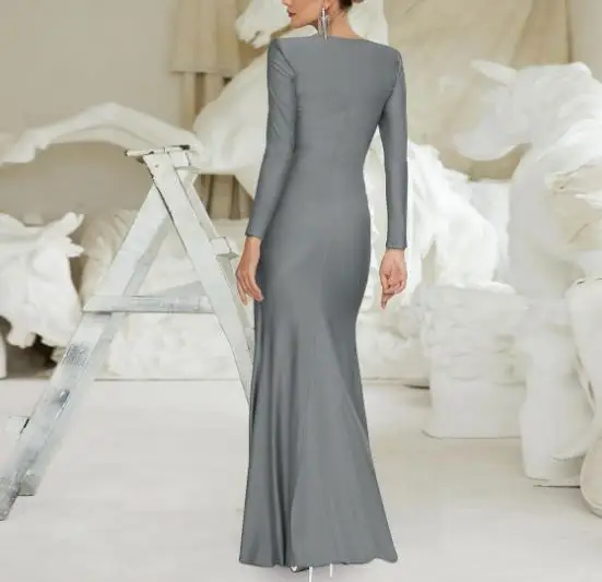 

Dress 2025 Summer New Product Fashionable Temperament Slimming Round Neck Long Sleeve Dress Hot Selling Women's Evening Dress