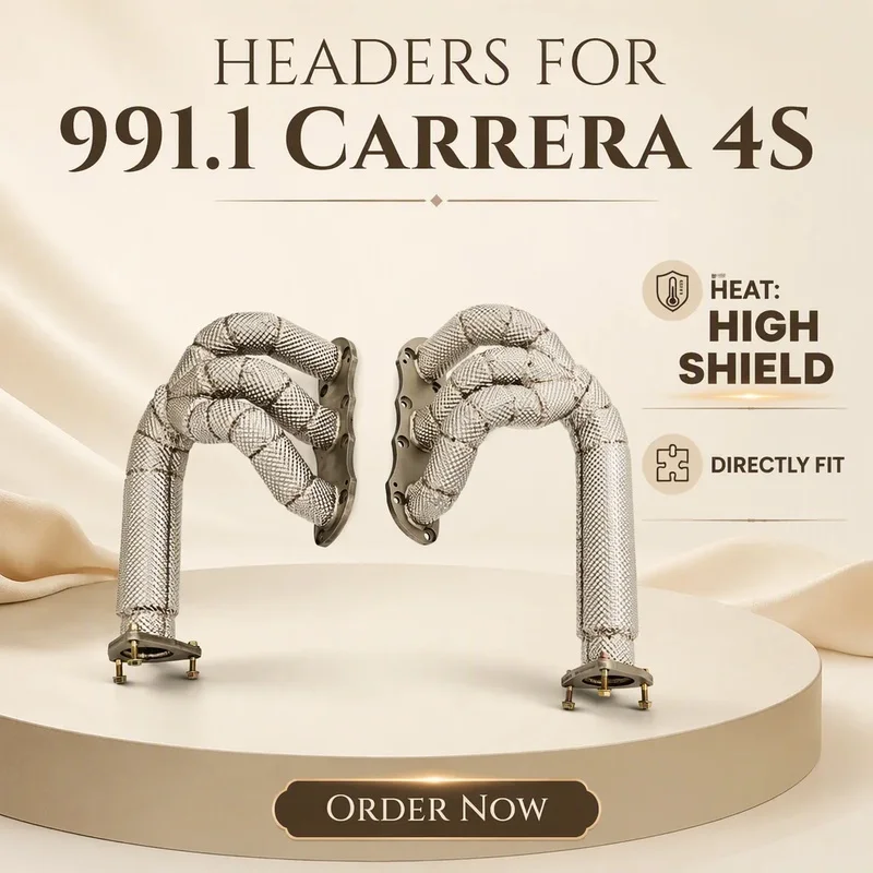 Exhaust Manifold Header Set Fit for Porsche 911 991.1 Carrera 4S 3.8L SS304 Equal Pulse Length Mandrel Bent Race Primary