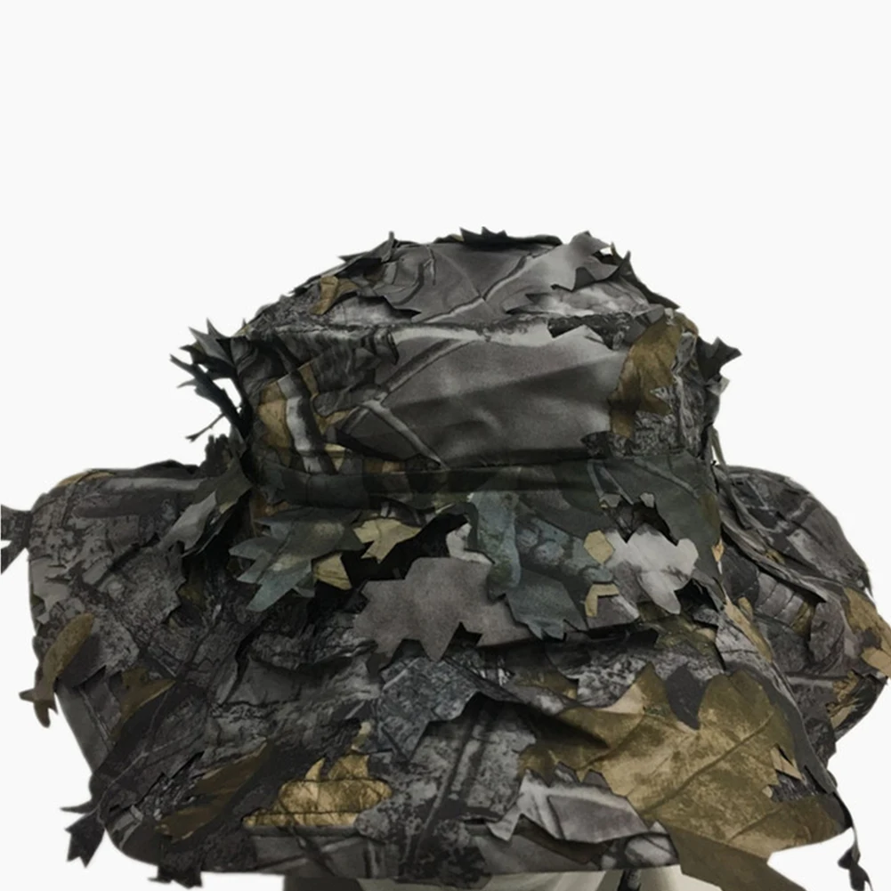 Sun Protection Flat Cap Camouflage Effect 3D Leaves Outdoor Fishing Boonie Tactical Fashion Polyester Hunting Hat Bird Watching